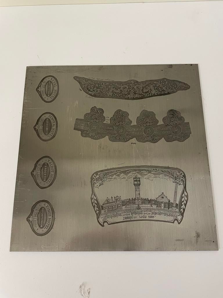 Oude drukplaat horeca (hotels) - 100 jaar, Verzamelen, Ophalen of Verzenden