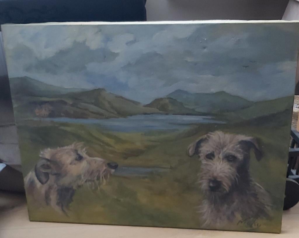 Schilderij wolfshonden, Ophalen