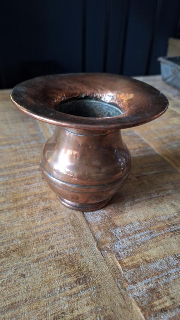 Antieke koperen kwispedoor,  zie foto's, Antiek en Kunst, Ophalen of Verzenden