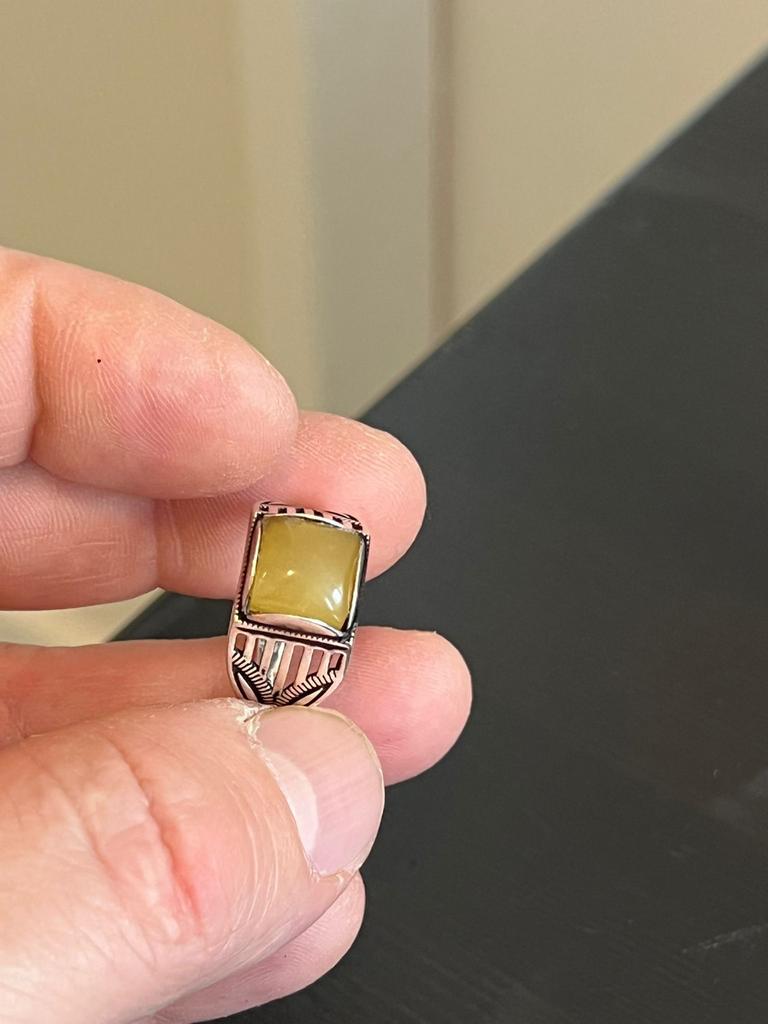 Damla Kehribar Zilveren Ring, 18 tot 19, Nieuw, Ophalen of Verzenden, Met edelsteen