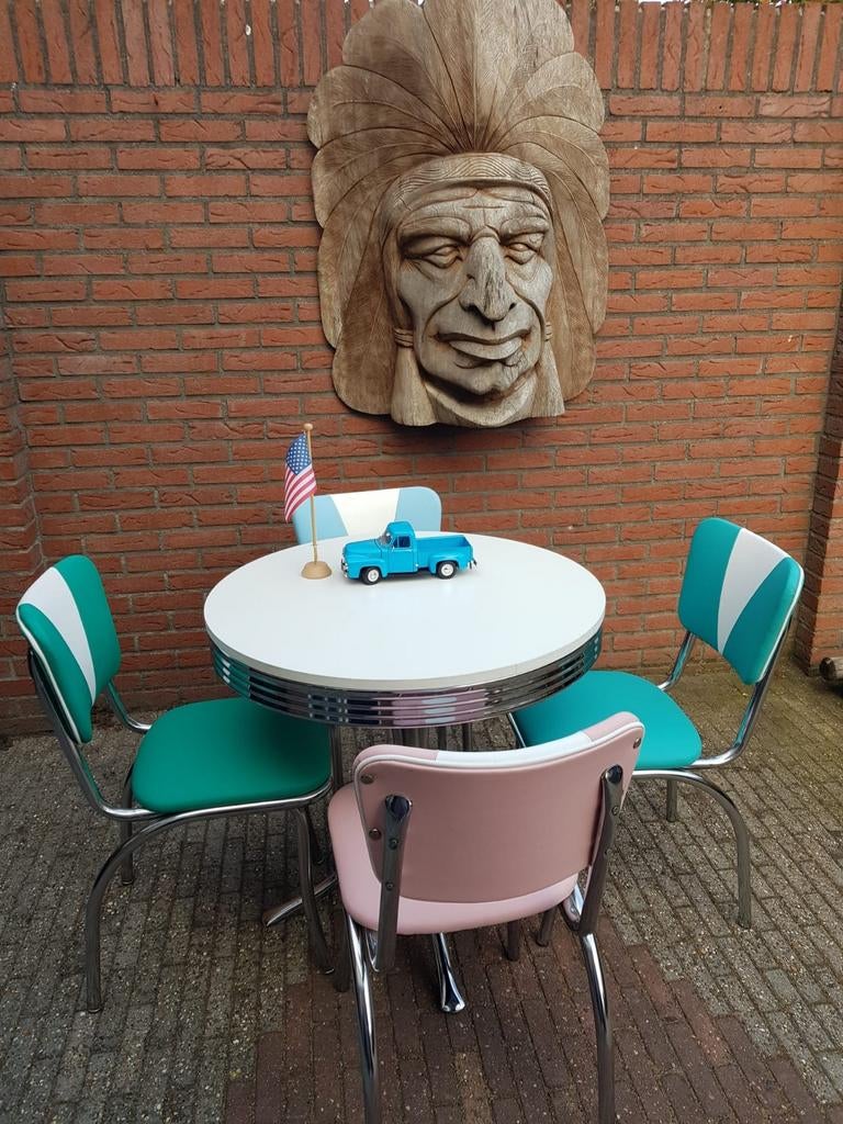 FIFTIES SIXTIES AMERIKAANSE DINER STOELEN BEL AIR TAFEL, Ophalen, Overige kleuren, Overige materialen, Vier