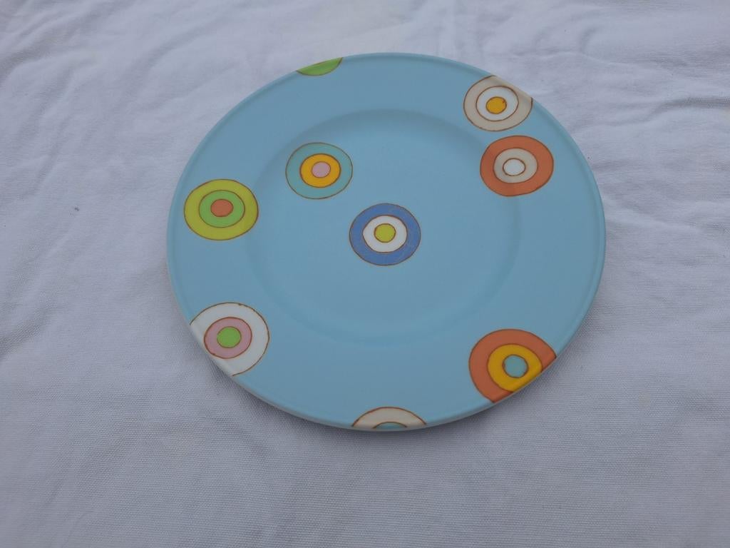 Dibbern blauw ontbijtbord met cirkels, Ophalen of Verzenden