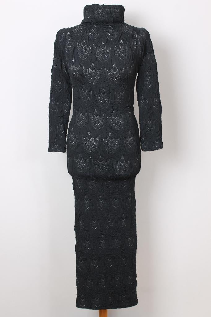 Lange jurk met col van HUNZA, Kleding | Dames, Zo goed als nieuw, Maat 36 (S), Onder de knie, Verzenden