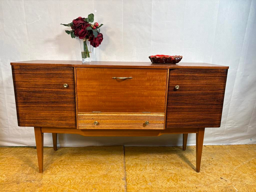 Gratis verzending!Mid-entury Retro Vintage Teak Dressoir1960, Stonehill, Gebruikt, Met deur(en), -