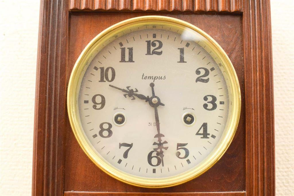 Tempus houten wandklok 45065, Ophalen of Verzenden, Gebruikt, Wandklok