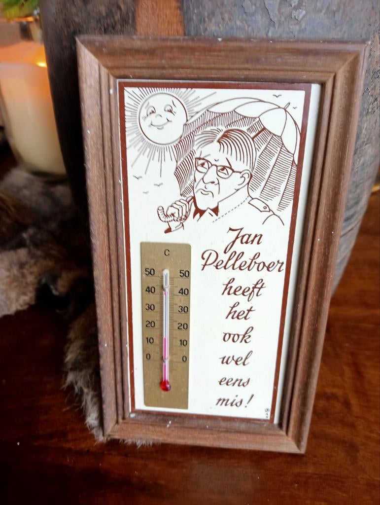 Jan Pelleboer....tegeltje met thermometer, Ophalen of Verzenden, Binnenthermometer