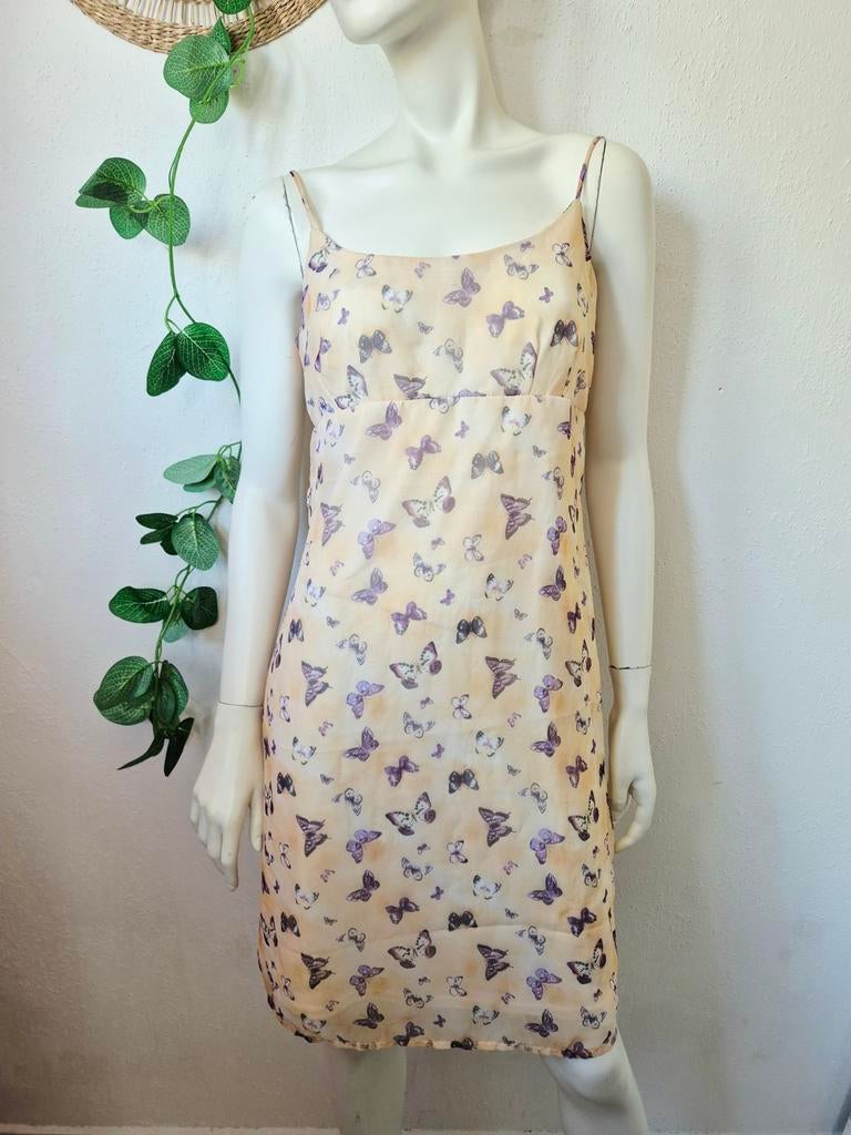 Vintage Y2K dreamy, fairy mesh vlinderjurk S, Ophalen of Verzenden, Zo goed als nieuw, Vintage, Knielengte