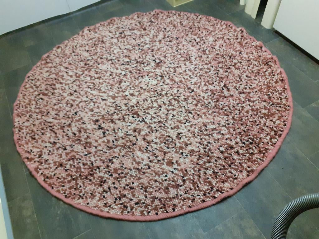 rond vloerkleed 200 cm wol gemeleerd retro design jaren 70, Huis en Inrichting, Gebruikt, Overige kleuren, Rond, 200 cm of meer