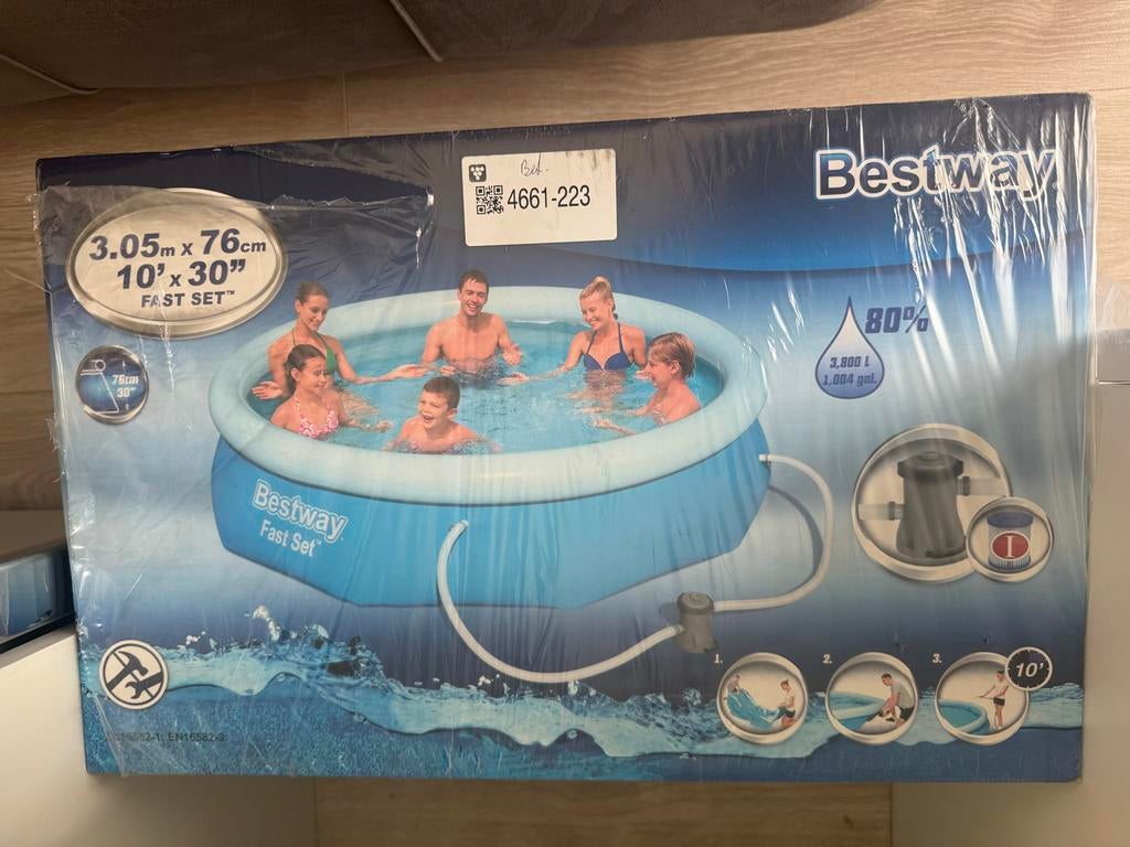Bestway Fast Set zwembad 3.05m x 76cm, Tuin en Terras, Zwembaden, Minder dan 80 cm, Rond, Ophalen of Verzenden, Opzetzwembad