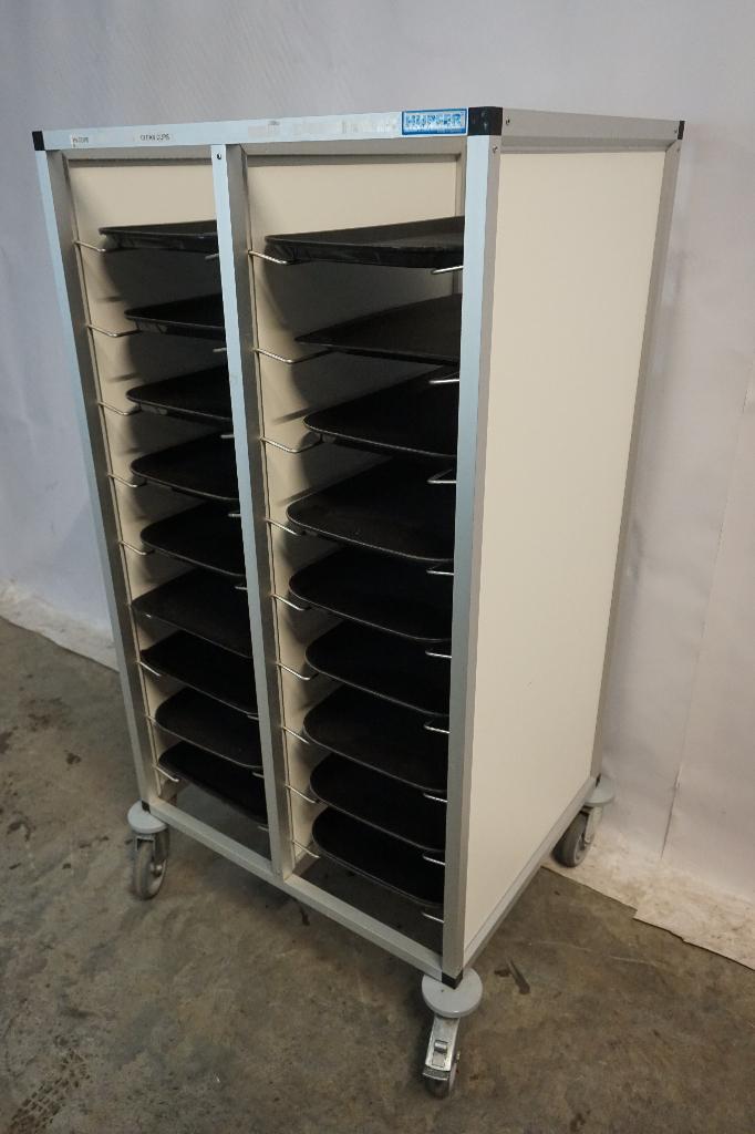 Hupfer dubbele regaalwagen dienbladenkar met dienbladen, Ophalen, Gebruikt, Wit