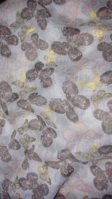 VLINDER  sjaal goud bruin, Kleding | Dames, Ophalen of Verzenden, Zo goed als nieuw, Maat 38/40 (M), Sjaal