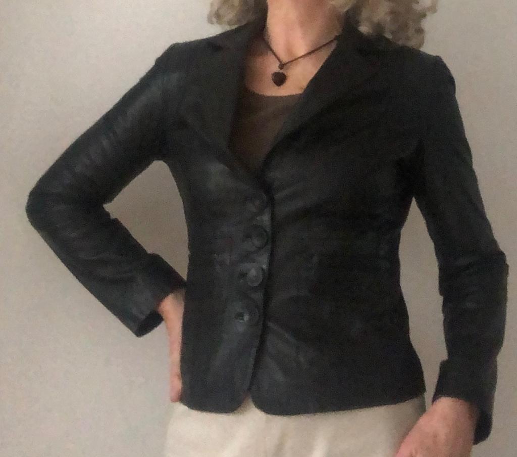 Leren jasje van Giulia e Tu maat 36/38, Zwart, Ophalen of Verzenden, Zo goed als nieuw, Jasje