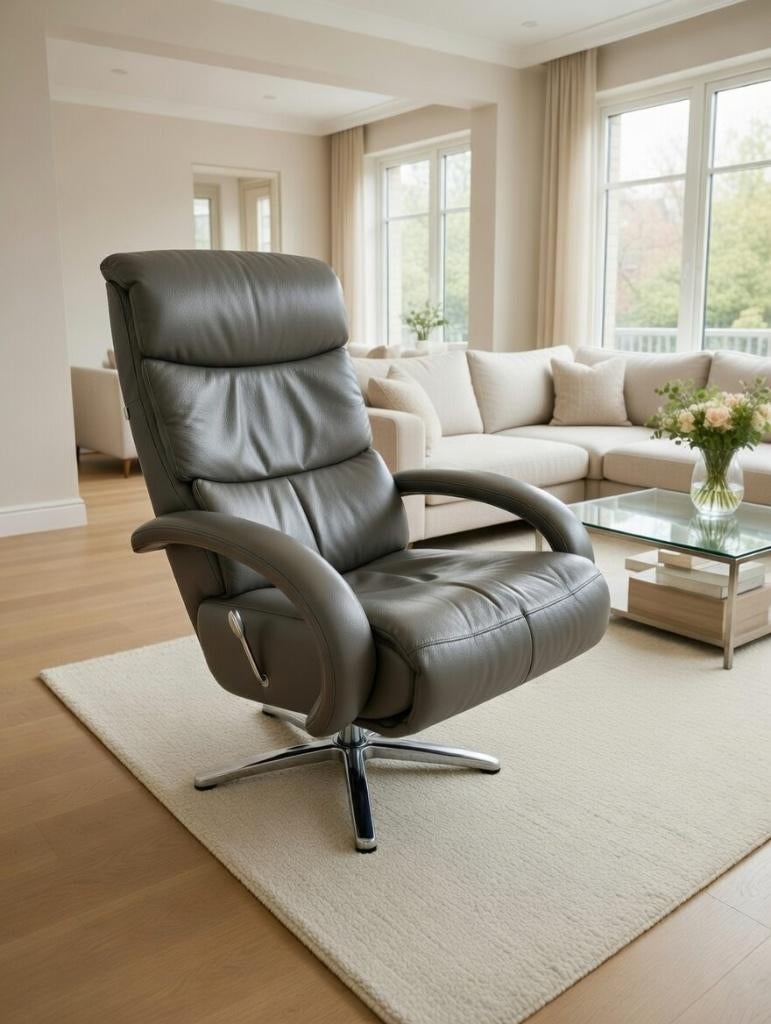 Hukla relax fauteuil, Huis en Inrichting, Fauteuils, Zo goed als nieuw, Leer, Metaal, 50 tot 75 cm, 75 tot 100 cm, Ophalen
