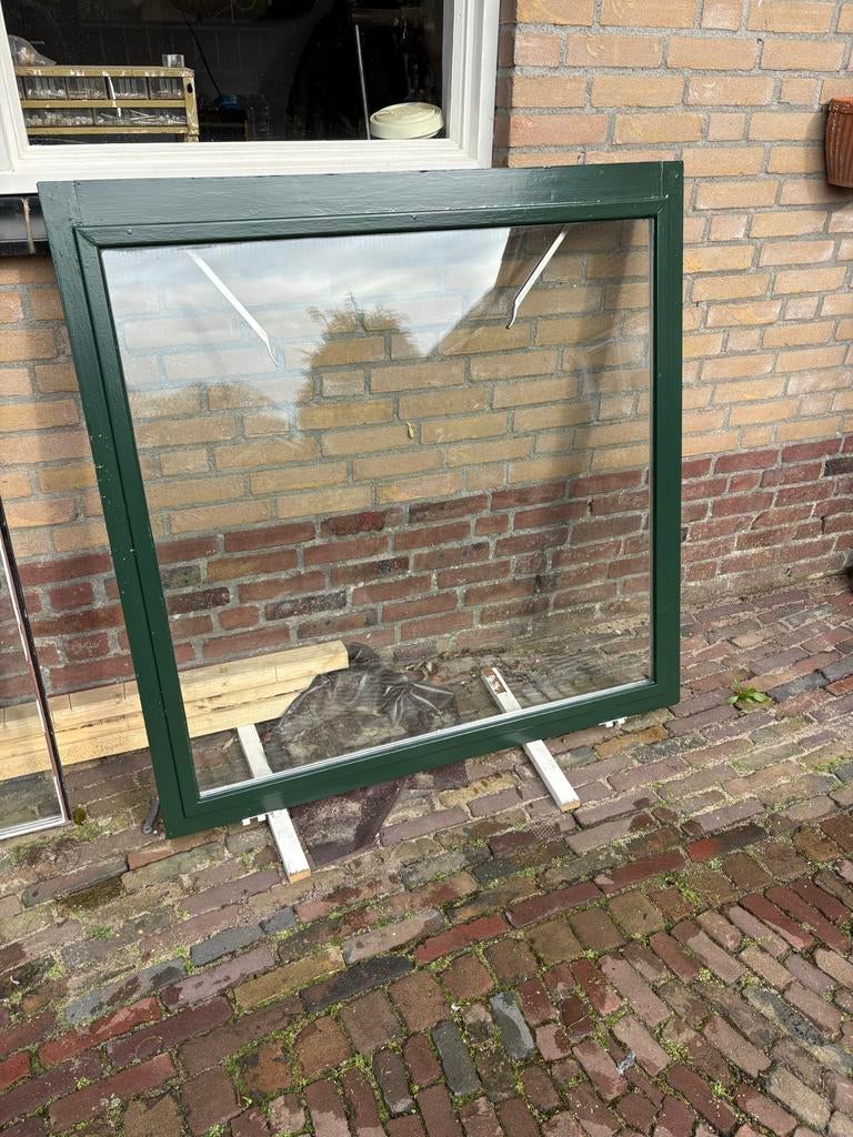 Raam 119 x 120 dubbelglas, Ophalen, Gevelraam of Ruit, Gebruikt, 80 tot 120 cm