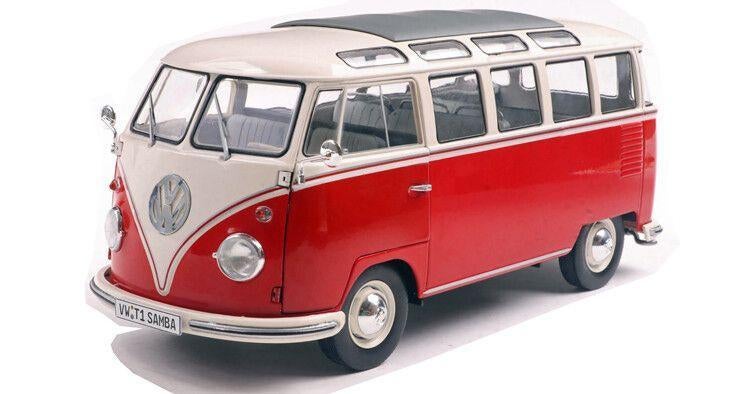 VW T1 Samba 1962 Rood/Wit – Solido 1:18 Modelauto 1813402, Ophalen of Verzenden, Nieuw, Auto, Solido