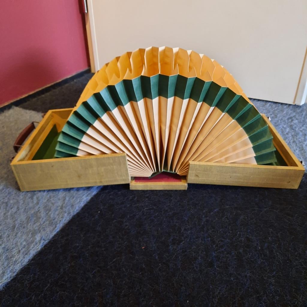 Retro, vintage waaier platenkoffer voor 7 inch vinyl singels, Ophalen of Verzenden, Huis en Inrichting