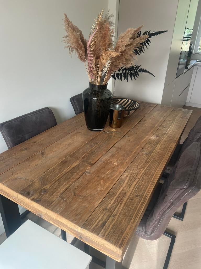 Mooie eettafel industrieel, Huis en Inrichting, Tafels | Eettafels, Zo goed als nieuw, Vijf personen of meer, 150 tot 200 cm, Industrieel