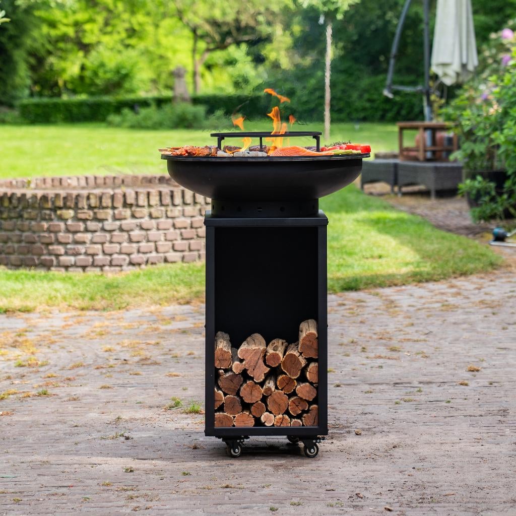 bbq Plancha Camarada Blackline met wielen en houtopslag NW, Tuin en Terras, Ophalen of Verzenden, Nieuw, RJRoyal Living