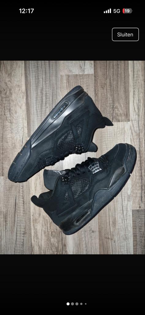 Nike Air Jordan 4 Retro Black Cat, Zwart, Ophalen of Verzenden, Sneakers of Gympen, Zo goed als nieuw