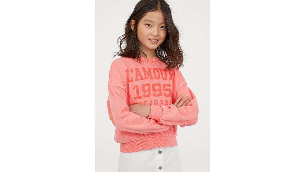 ZGAN H&M Boxy Cropped Sweater Zalmroze Roze, Mt. 134-140, Kinderen en Baby's, Kinderkleding | Maat 134, Zo goed als nieuw, Meisje