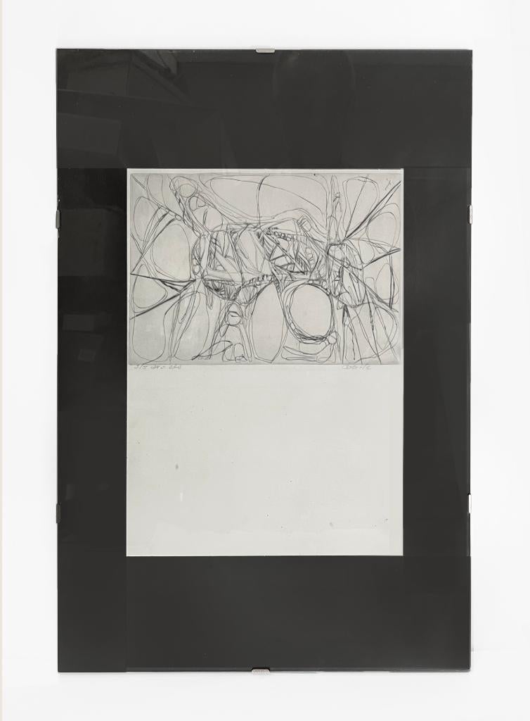 Doortje de Vries - ets - abstract, Ophalen, Ets, Ingelijst, 1950 - 1999