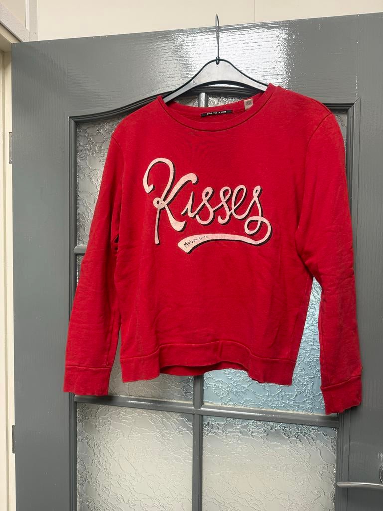 Scotch & Soda Maison Scotch rode sweater 'Kisses', Ophalen of Verzenden, Gedragen, Maat 36 (S), Rood