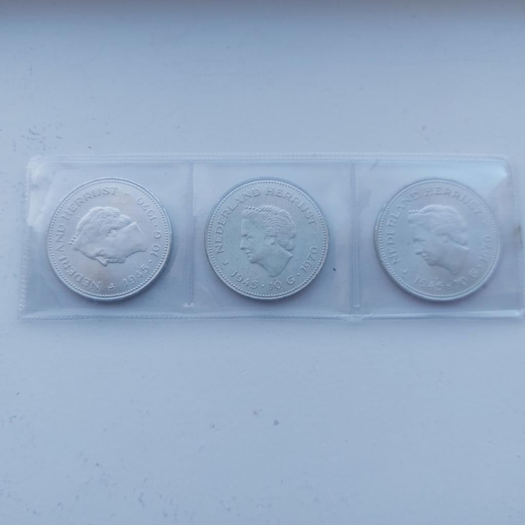 3 Zilveren tientjes 1970, Postzegels en Munten, Munten | Nederland, Koningin Juliana, Setje, Zilver, Ophalen of Verzenden