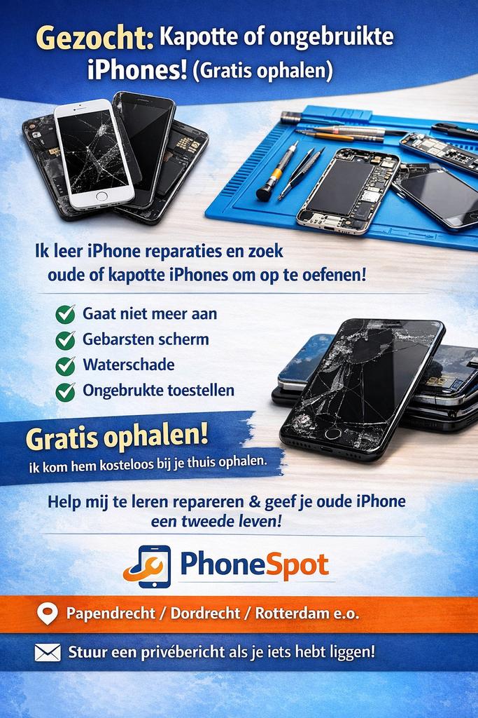 Gezocht: Kapotte of ongebruikte iPhones (Gratis ophalen), Telecommunicatie, Mobiele telefoons | Apple iPhone, Ophalen