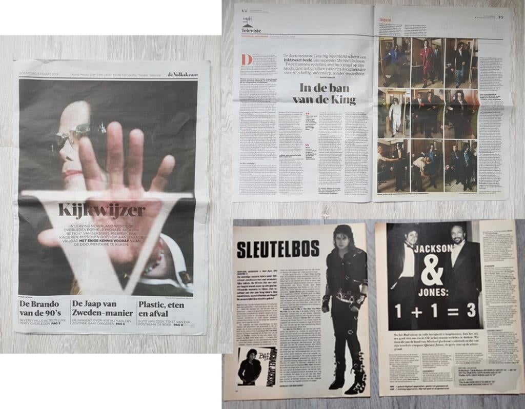 Michael Jackson cover bijlage Volkskrant 2019 + knipsels, Verzenden, Zo goed als nieuw, Boek, Tijdschrift of Artikel