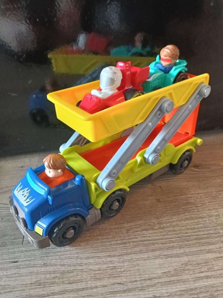 Fisher-Price Little People Racebaan Vrachtwagen met Auto's, Ophalen of Verzenden, Zo goed als nieuw