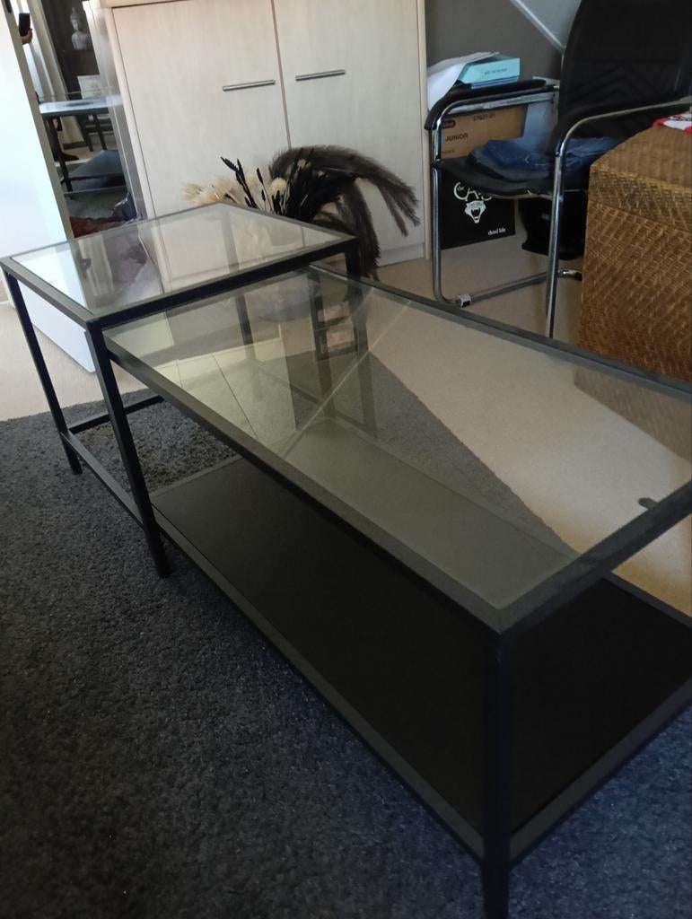 Mooie tafeltjes, Huis en Inrichting, Tafels | Bijzettafels, 45 tot 60 cm, Metaal of Aluminium, Zo goed als nieuw, Rechthoekig