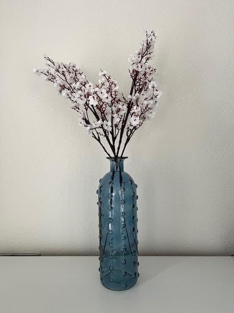 Trendy vaas Bottle Bubble Blue Nieuw!, Blauw, Nieuw, Ophalen of Verzenden, Glas