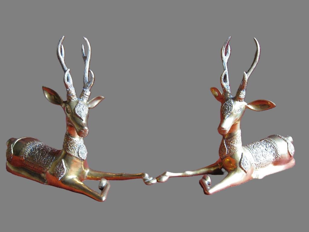 31cm koperen herten, reeën, opvallende reebokken., Antiek en Kunst, Antiek | Koper en Brons, Ophalen, Koper