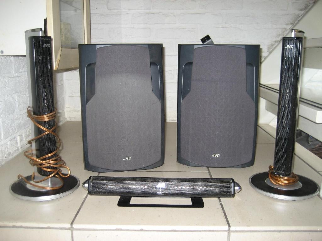 Jvc 5 delige stereo luidsprekersset, Gebruikt, JVC, Ophalen of Verzenden, 60 tot 120 watt