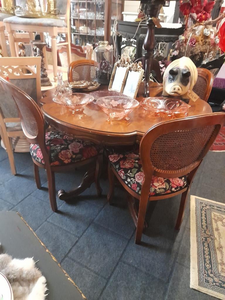 Mooie noten eethoek compleet of los te koop, Ophalen of Verzenden