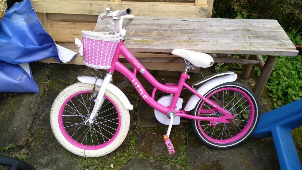 Roze kinderfiets met mandje - heeft onderhoud nodig, Fietsen en Brommers, Ophalen, Gebruikt, 16 tot 20 inch, Little Mermaid