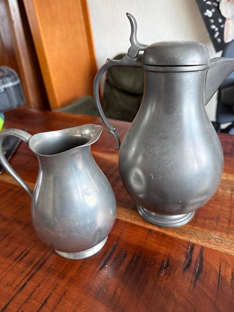 Set van twee tinnen kannetjes, Antiek en Kunst, Antiek | Tin, Ophalen