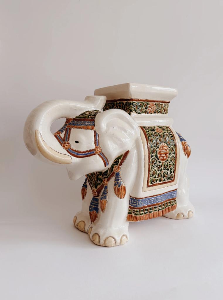 VINTAGE KERAMIEKEN PLANTENTAFEL OLIFANT | WIT, Ophalen, -, -, Zo goed als nieuw