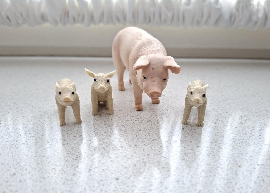 Vintage Schleich varken en biggen, Ophalen of Verzenden, Zo goed als nieuw, Boerderijdier, Beeldje of Figuurtje