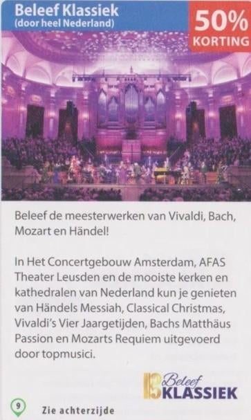 Beleef Klassiek (door heel Nederland) 50% kortingslink, Drie personen of meer