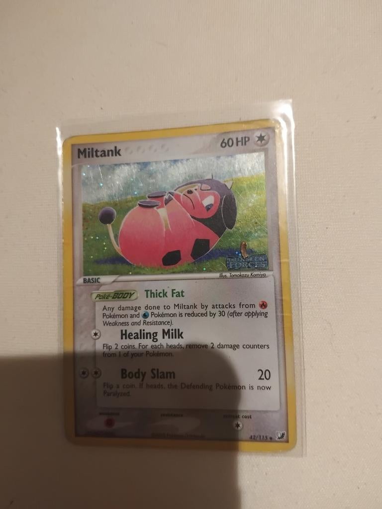 Miltank Pokémon Kaart - Zeldzaam ex unseen forces stamped, Ophalen of Verzenden, Zo goed als nieuw, Losse kaart
