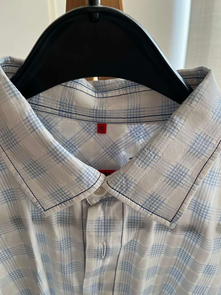 Signum XXL Fris Geruit Overhemd - Wit/Blauw, Ophalen of Verzenden, Zo goed als nieuw, Wit, Overige halswijdtes