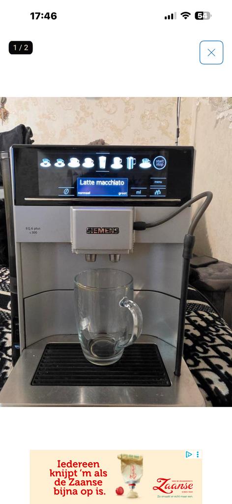 Siemens bonen  koffieautomaat eq6us s500, Ophalen, Zo goed als nieuw, Koffiemachine