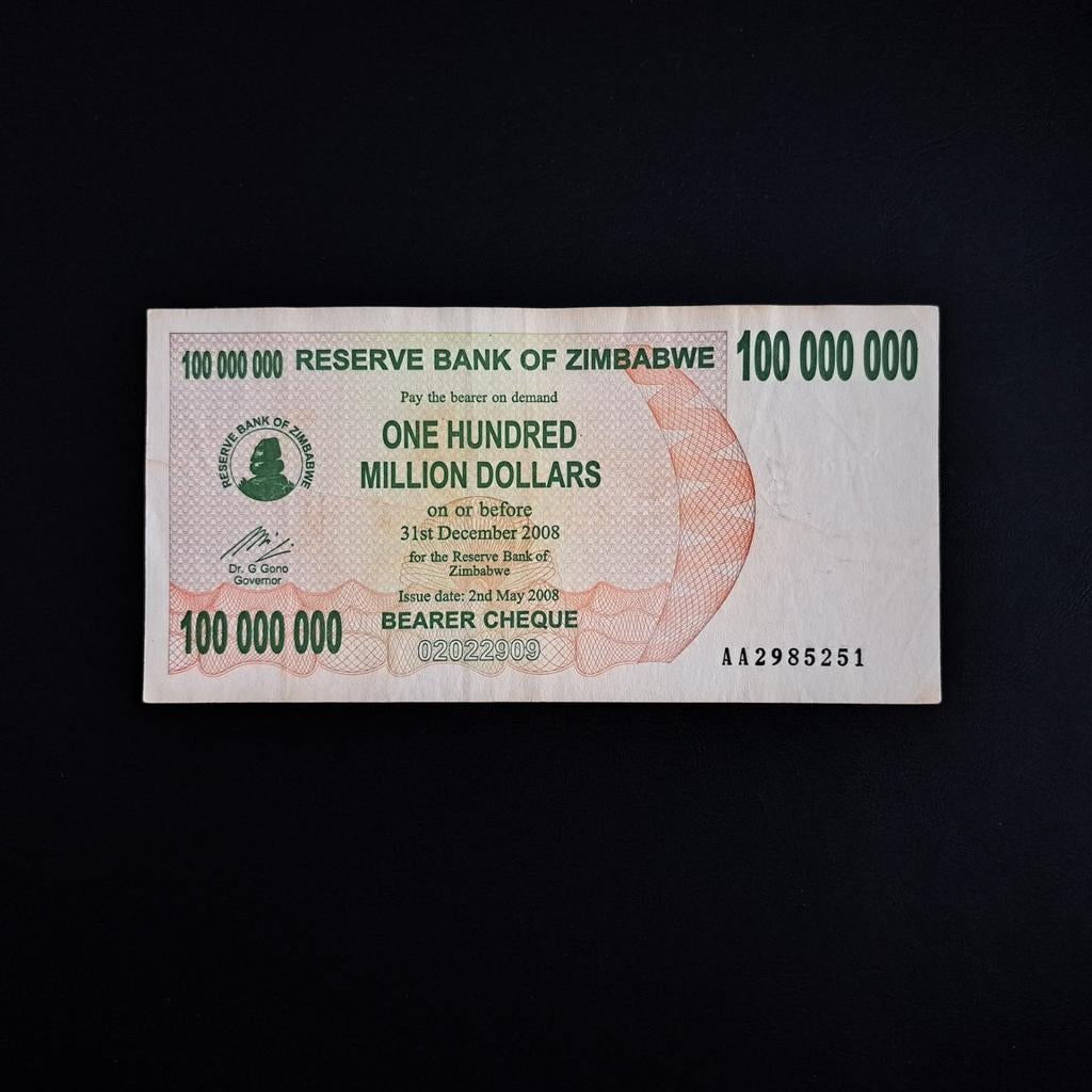100000000 dollar Zimbabwe #066, Verzenden, Zimbabwe, Los biljet