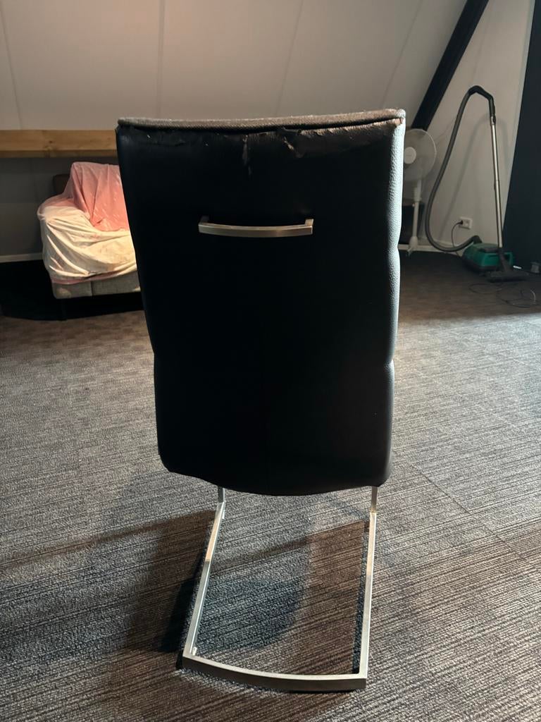 Set van 6 moderne eetkamerstoelen - Grijs stof en metaal, Ophalen, Gebruikt, Vijf, Zes of meer stoelen, Stof