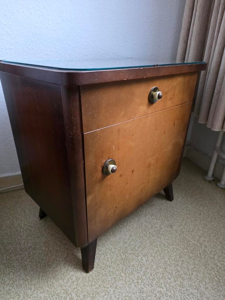 Vintage jaren 50 nachtkastjes, Antiek en Kunst, Ophalen of Verzenden