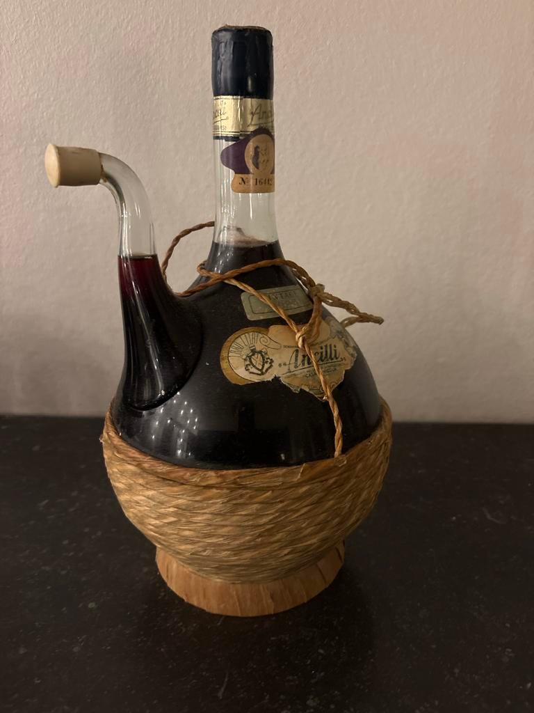 Vintage Fiasco Wijnfles met Riet, Ophalen of Verzenden