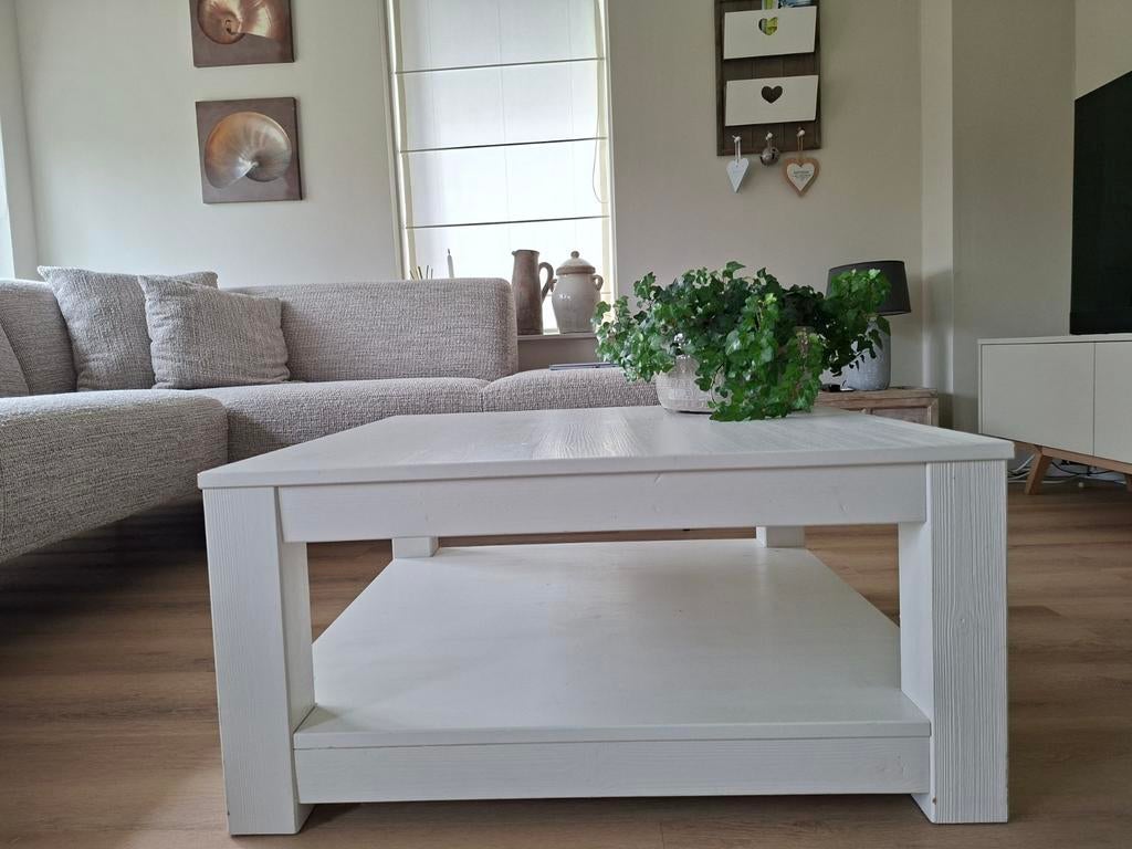 Woood salontafel landelijk., Ophalen, Gebruikt, 50 tot 100 cm, Vierkant