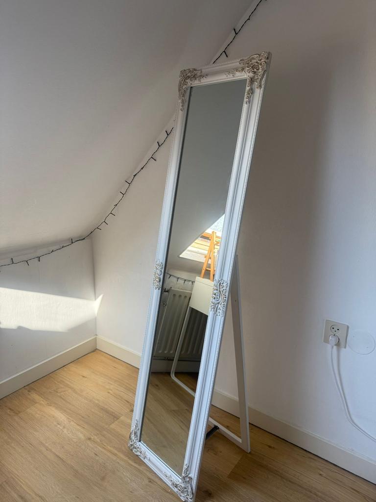 Staande spiegel – sierlijst – wit – 160x40 cm – JYSK, Ophalen, Zo goed als nieuw, 150 tot 200 cm, Rechthoekig
