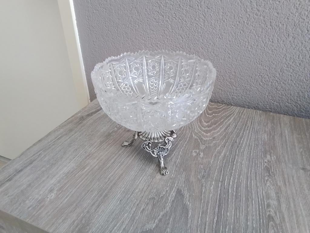 Fruit schaal kristal, Ophalen, Rond, Glas